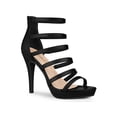 thumbnail image 1 of BLISSFUL STEP Women's Platform Strappy Stiletto Heels Sandals Black 7, 1 of 7