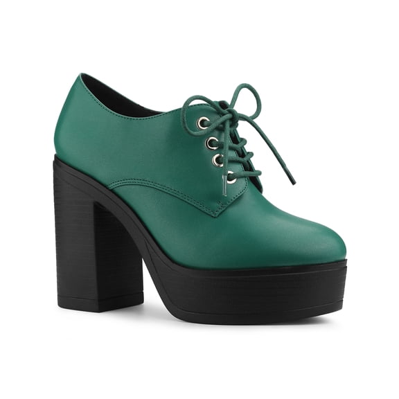 BLISSFUL STEP Women's Platform High Block Heel Boots