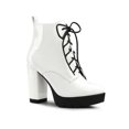 thumbnail image 1 of BLISSFUL STEP Women's Platform Lace Up Block Heel Ankle Combat Boot White 8, 1 of 7