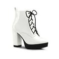 thumbnail image 1 of BLISSFUL STEP Women's Platform Lace Up Block Heel Ankle Combat Boot White 9.5, 1 of 7