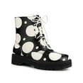 thumbnail image 1 of BLISSFUL STEP Women's Platform Lace Up Polka Dots Printing Combat Boots Black White 8.5, 1 of 6
