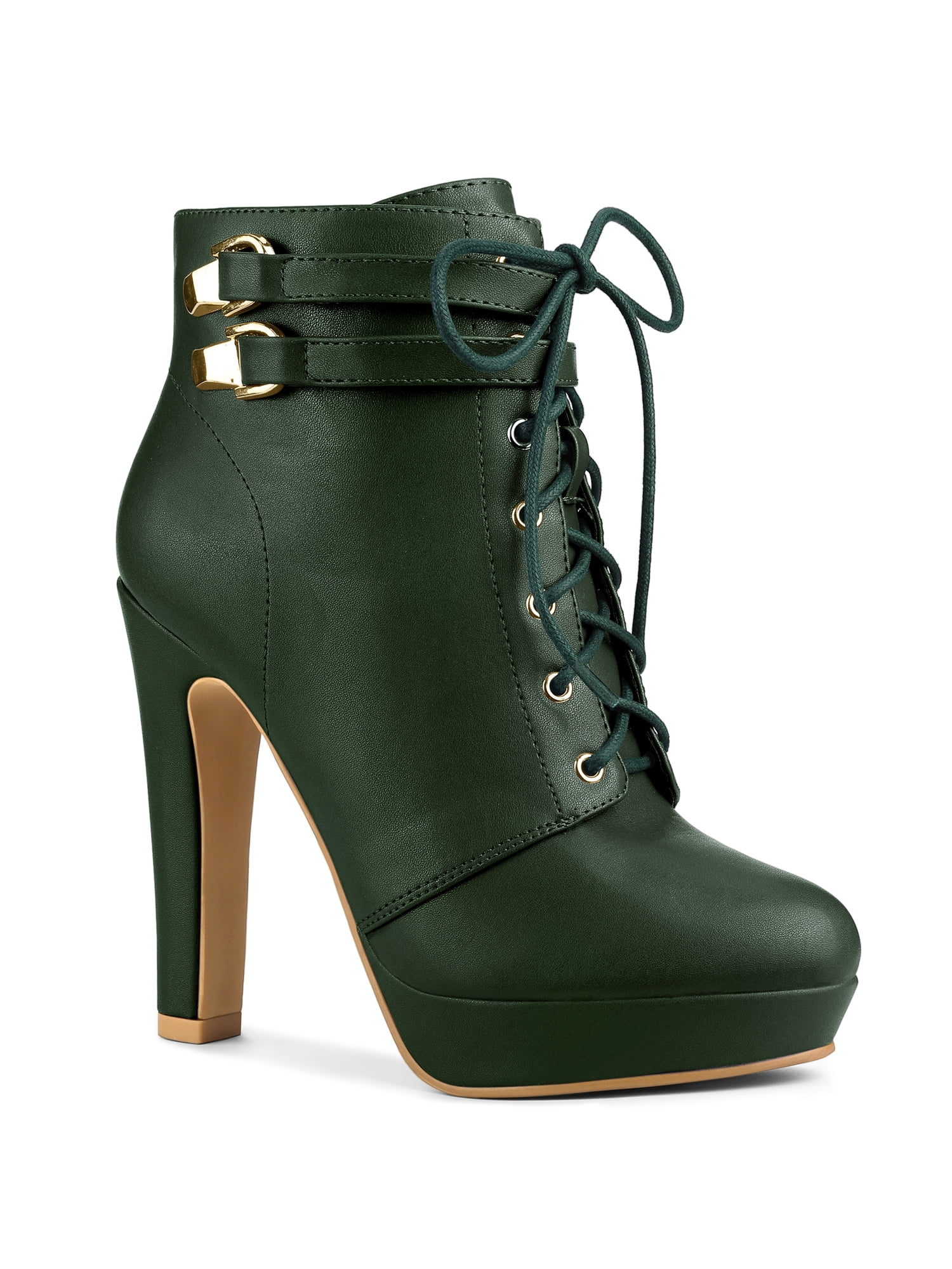 Women's Leather Platform Clog Heels with Ankle Strap main image 0