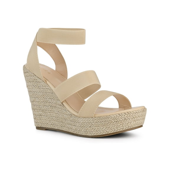 BLISSFUL STEP Women's Platform Slingback Ankle Strap Espadrille Wedges Heel Sandals