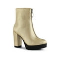 thumbnail image 1 of BLISSFUL STEP Women's Platform Zip Ankle Chunky Heel Boots Gold 6.5, 1 of 7