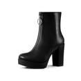 thumbnail image 1 of BLISSFUL STEP Women's Platform Zip Ankle Chunky Heel Boots Black 9, 1 of 8