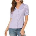 thumbnail image 1 of Allegra K Women's Pleated Collar Business Casual Top, 1 of 6