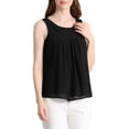 thumbnail image 1 of INSPIRE CHIC Women's Pleated Front Sleeveless Lined Chiffon Tank Top Black L, 1 of 6