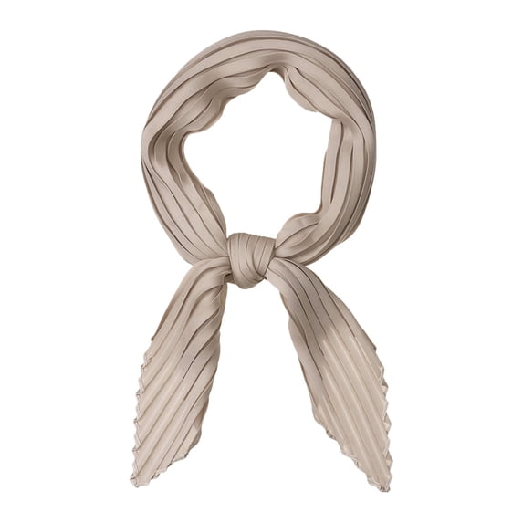 INSPIRE CHIC Women's Pleated Rhombus Head Scarf Solid Color Wraps Scarves Neckerchief Bandana Khaki 40.94x16.54"(L*W)