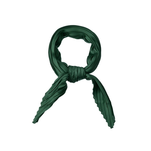 INSPIRE CHIC Women's Pleated Rhombus Head Scarf Solid Color Wraps Scarves Neckerchief Bandana Green 40.94x16.54"(L*W)