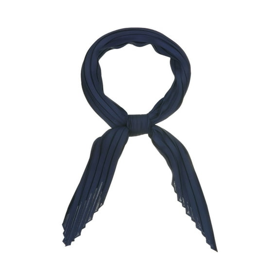 INSPIRE CHIC Women's Pleated Rhombus Head Scarf Solid Color Wraps Scarves Neckerchief Bandana Navy Blue 40.94x16.54"(L*W)