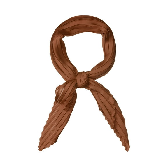 INSPIRE CHIC Women's Pleated Rhombus Head Scarf Solid Color Wraps Scarves Neckerchief Bandana Caramel 40.94x16.54"(L*W)