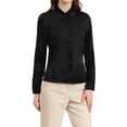 thumbnail image 1 of INSPIRE CHIC Women's Point Collar Button Up Long Sleeve Satin Office Business Casual Shirt, 1 of 6