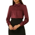 thumbnail image 1 of INSPIRE CHIC Women's Point Collar Button Up Long Sleeve Satin Office Business Casual Shirt, 1 of 6