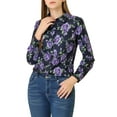 thumbnail image 1 of Allegra K Women's Point Collar Floral Print Casual Button Down Shirts, 1 of 7
