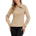 thumbnail image 1 of INSPIRE CHIC Women's Point Collar Long Sleeve Button Shirt, 1 of 5