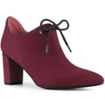 thumbnail image 1 of BLISSFUL STEP Women's Point Toe Block Heels Ankle Booties Burgundy 5.5, 1 of 7