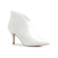 thumbnail image 1 of BLISSFUL STEP Women's Point Toe Patent Leather Stiletto Heel Ankle Boot White 9, 1 of 9