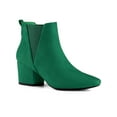 thumbnail image 1 of BLISSFUL STEP Women's Boots Pointed Toe Block Heel Chelsea Ankle Boots Emerald Green 5.5, 1 of 7