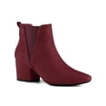thumbnail image 1 of BLISSFUL STEP Women's Boots Pointed Toe Block Heel Chelsea Ankle Boots Burgundy 6.5, 1 of 8