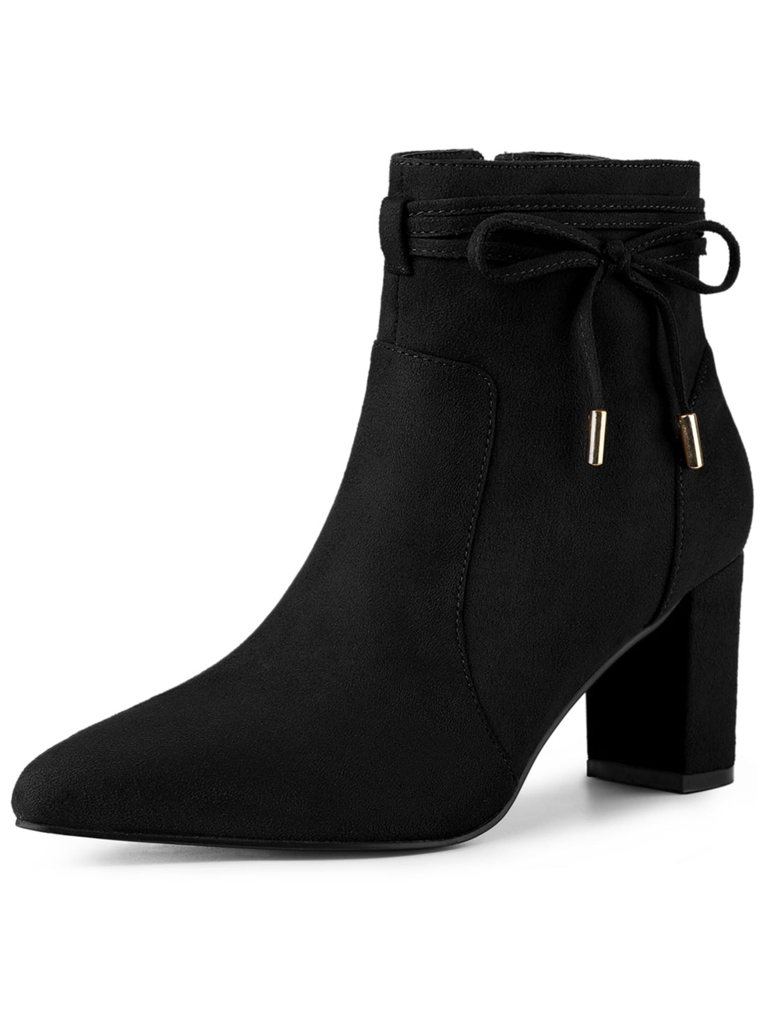 Allegra K Women's Pointed Toe Block Heel Zipper Ankle Boots Dust Pink 7...