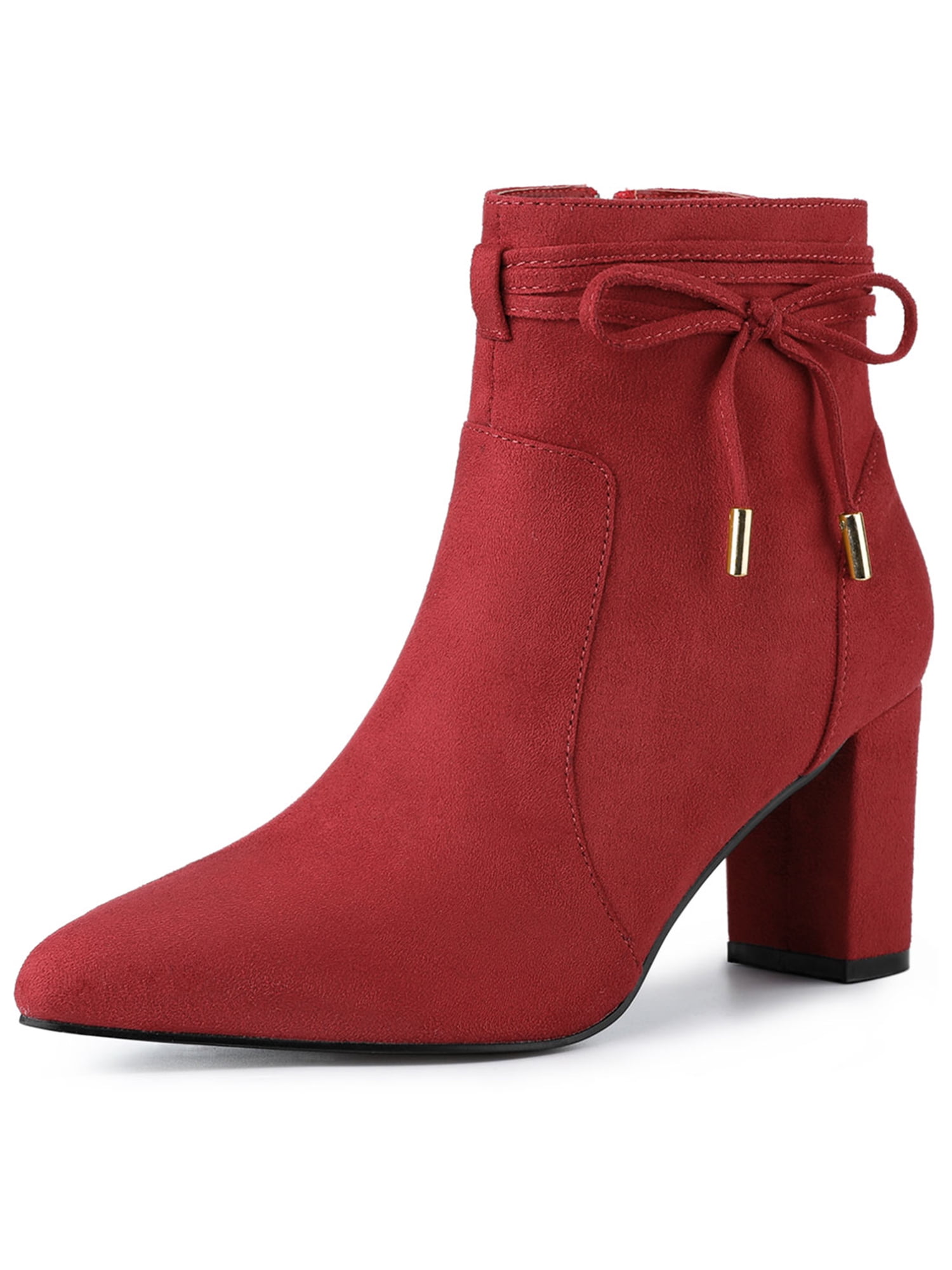 Pointed Toe Booties Allegra K Women's Pointed Toe Back Zipper Chunky Heels Ankle Boots Black 9 Pointed Toe Boots For Women