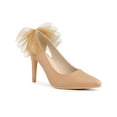 thumbnail image 1 of BLISSFUL STEP Women's Pointed Toe Bow Decor Stiletto Heel Pumps Nude 6, 1 of 7