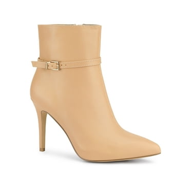 Allegra K Women's Pointed Toe Buckle Strap Stiletto Heels Ankle Boots