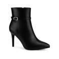 thumbnail image 1 of BLISSFUL STEP Women's Ankle Boots Pointed Toe Buckle Strap Stiletto Heels Ankle Boots Black 8, 1 of 7