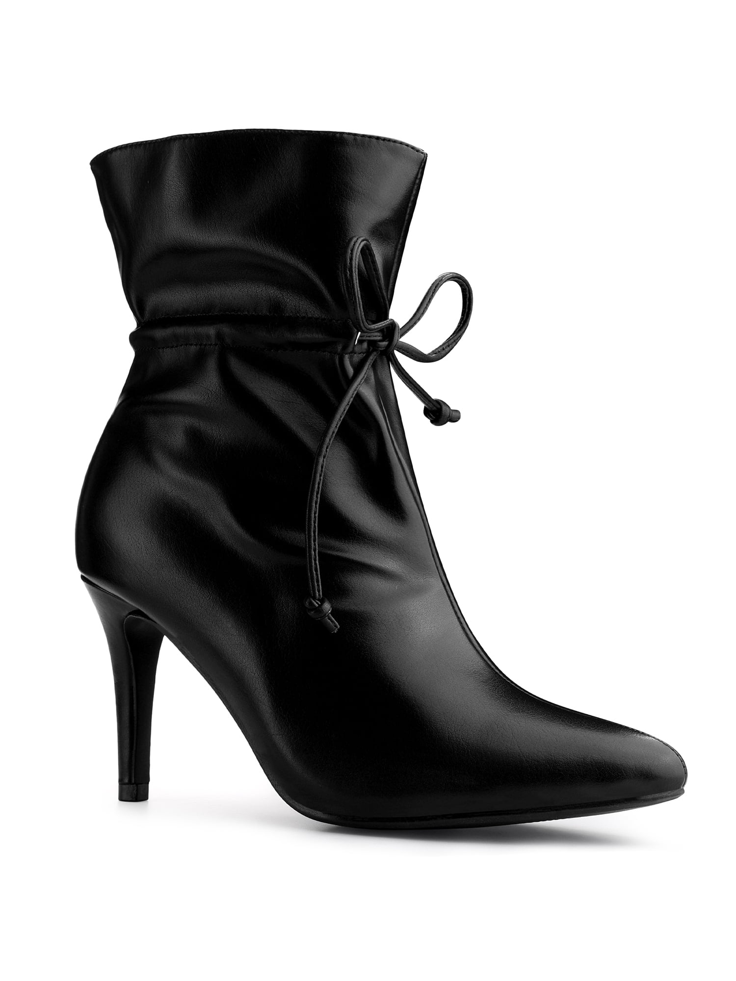 Allegra K Women's Pointy Toe Stiletto Heel Ankle Boots | Red Chain Decor, Side Zipper