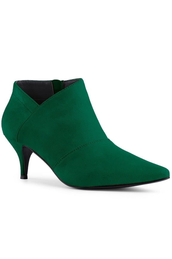 Women's Ankle Boots Solid Color Pointed Toe Kitten Heel Emerald Green 8.5