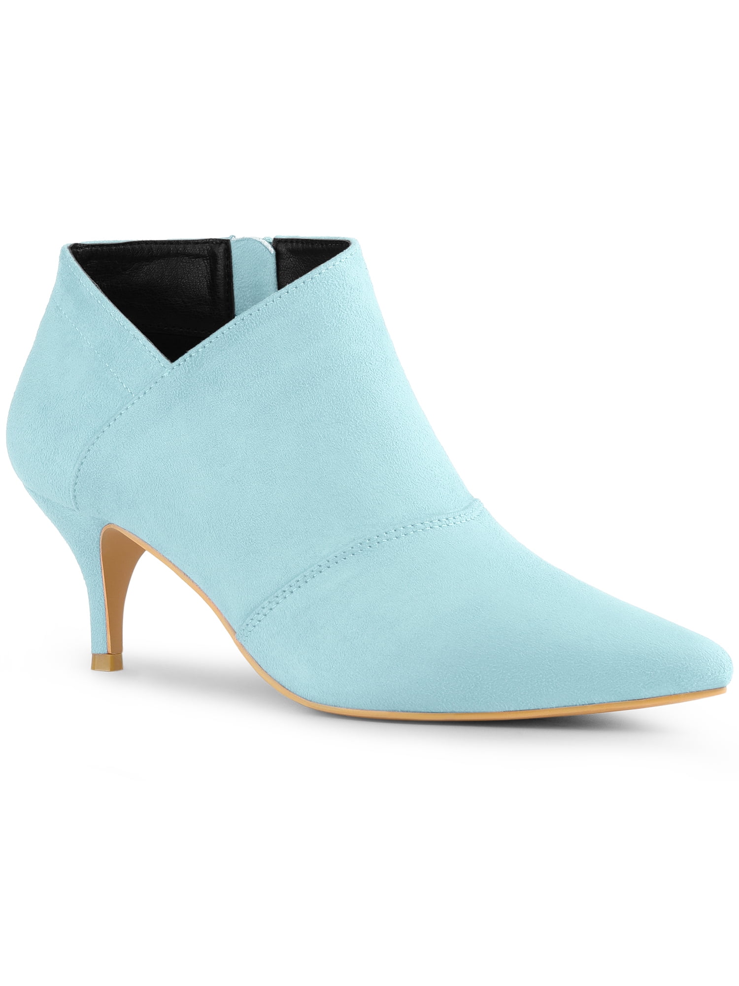 POINTED-TOE KITTEN HEEL 45 MM ANKLE BOOTS IN BLUE DENIM