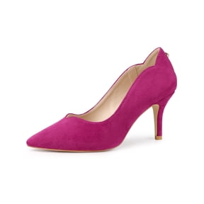 BLISSFUL STEP Women's Shoes Pointed Toe Stiletto Heels Pull on Pumps Hot Pink 8