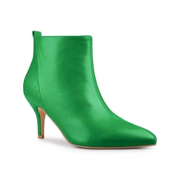 BLISSFUL STEP Women's Pointed Toe Side Zip Stiletto Heel Ankle Boots Green 10