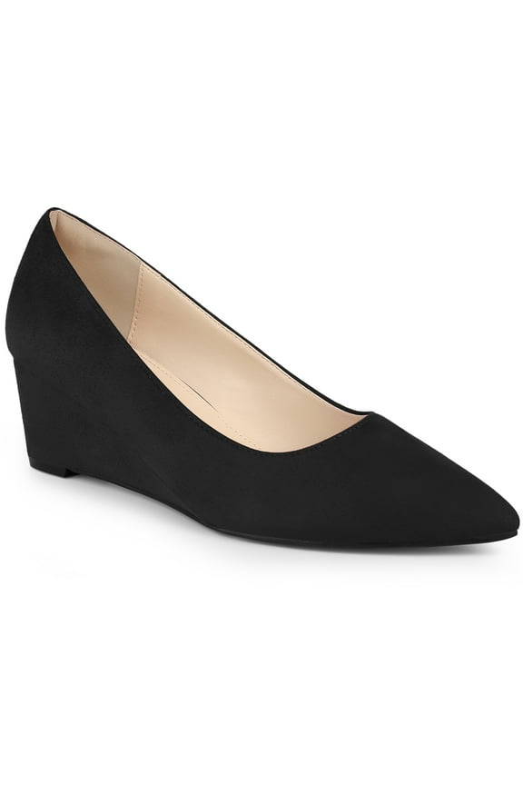 Women's Pointed Toe Slip on Wedge Heel Pumps