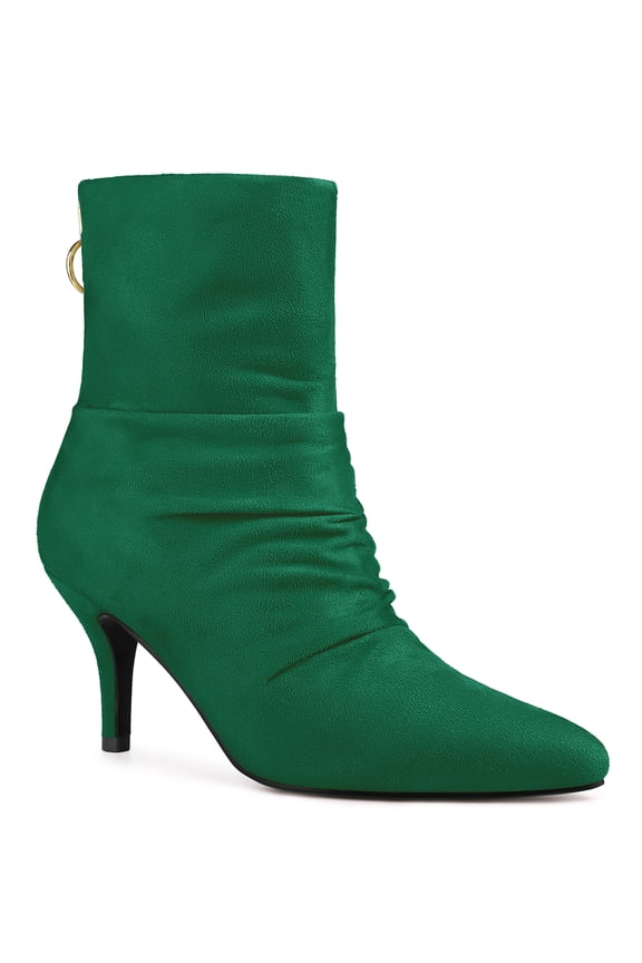 Women's Pointed Toe Slouched Stiletto Heel Ankle Boots Emerald Green 8