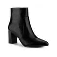 thumbnail image 1 of BLISSFUL STEP Women's Ankle Boots Pointed Toe Snake Print Block Heel Ankle Boots Black 7, 1 of 7