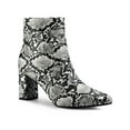 thumbnail image 1 of BLISSFUL STEP Women's Ankle Boots Pointed Toe Snake Print Block Heel Ankle Boots Black White 7, 1 of 7