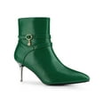 thumbnail image 1 of BLISSFUL STEP Women's Pointed Toe Stiletto Clear Heels Ankle Boots Green 7, 1 of 7
