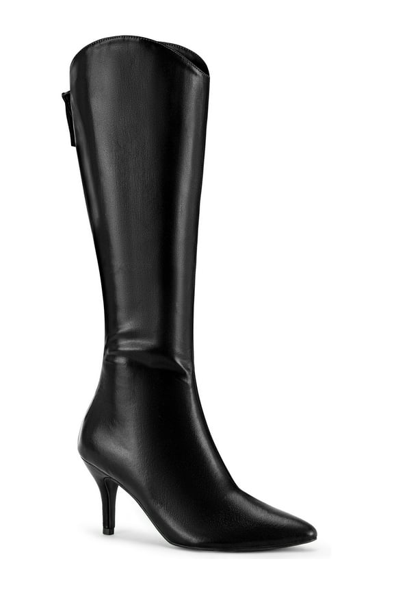 Women's Pointed Toe Stiletto Heel Knee High Boots Black 8