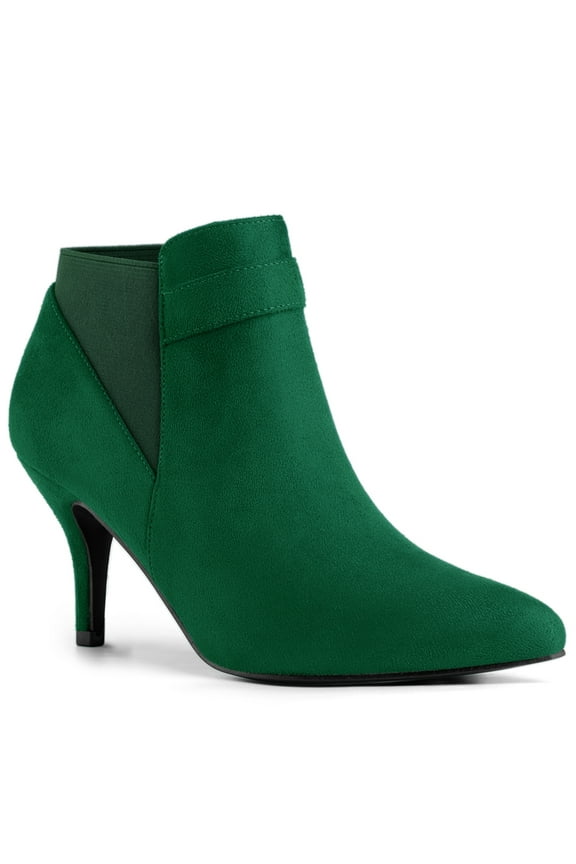 Women's Pointed Toe Stiletto Heels Chelsea Ankle Booties Emerald Green 7