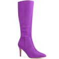 thumbnail image 1 of BLISSFUL STEP Women's Pointed Toe Stiletto Heels Knee High Boots Purple 7.5, 1 of 7