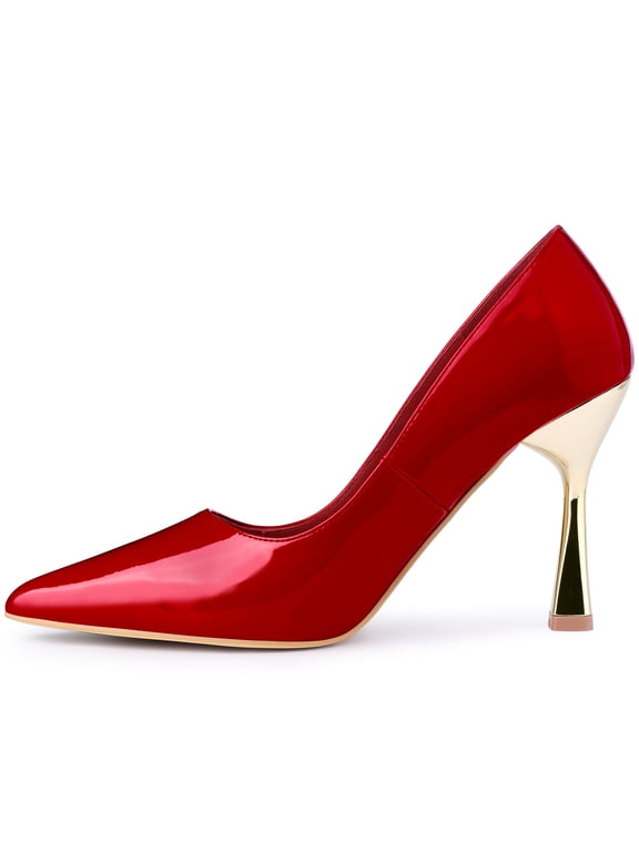 Women's Shoes Patent Leather Pointed Toe Stiletto Heel Dress Pumps Red 8