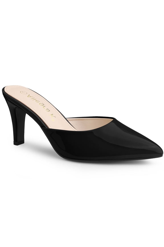 Women's Pointed Toe Stiletto Heels Slide Mules Black 9