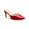 thumbnail image 1 of BLISSFUL STEP Women's Pointed Toe Stiletto Heels Slide Mules Red 6, 1 of 8