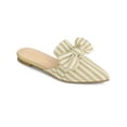 thumbnail image 1 of BLISSFUL STEP Women's Pointed Toe Stripe Bow Slide Flats Mules Beige 6, 1 of 7