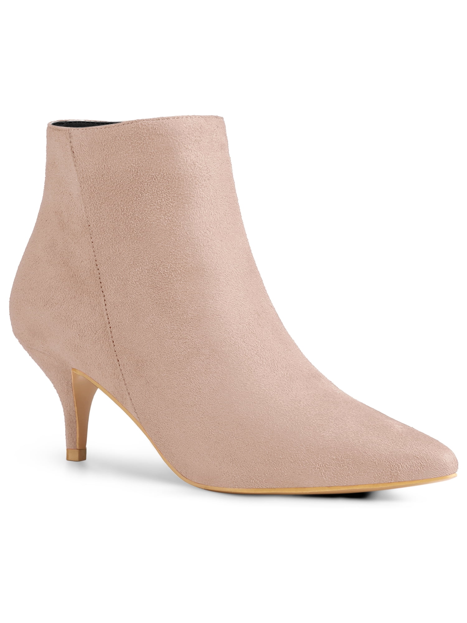 Women's Stiletto White Boots Pointed Toe With Solid Color Back Zipper