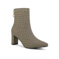 thumbnail image 1 of BLISSFUL STEP Women's Pointed Toe Zipper Block Heels Ankle Boots Khaki 6, 1 of 7