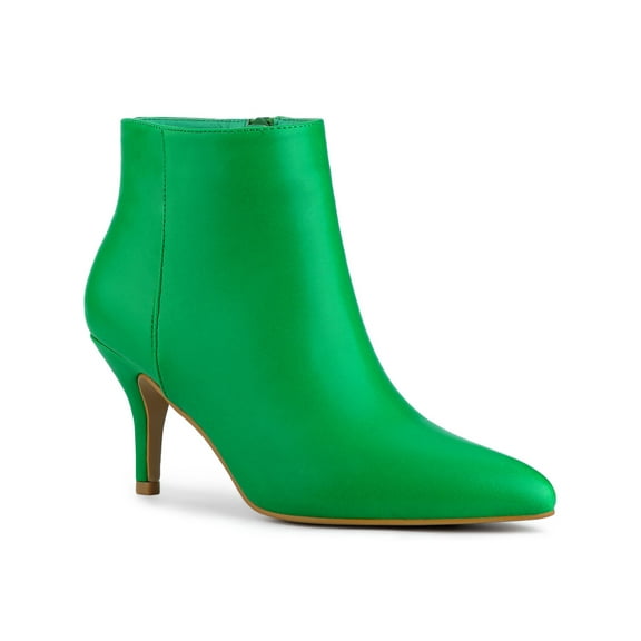 BLISSFUL STEP Women's Pointed Toe Zipper Stiletto Heels Ankle Boots Grass Green 8