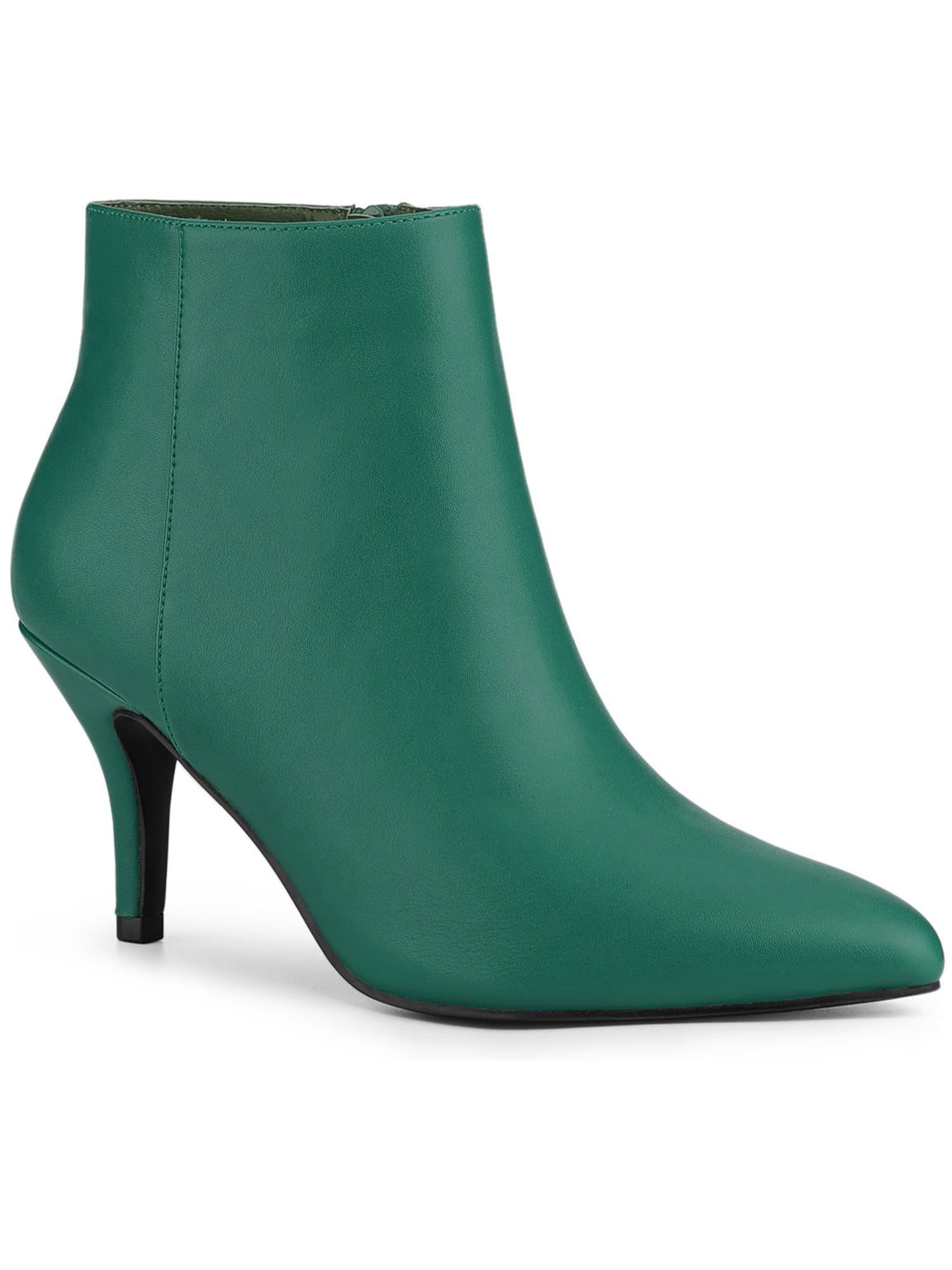 Allegra K Women's Pointed Toe Stiletto Ankle Boots - Lace Up & Zip Back, 3.3" Heel