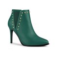 thumbnail image 1 of BLISSFUL STEP Women's Pointed Toe Zipper Stiletto High Heel Ankle Boots Emerald Green 8, 1 of 7